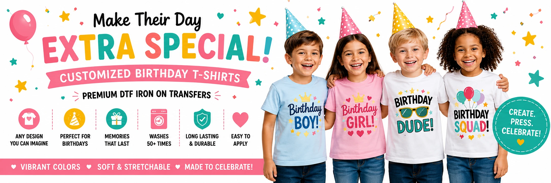 Kids Birthday Custom Iron on Transfers