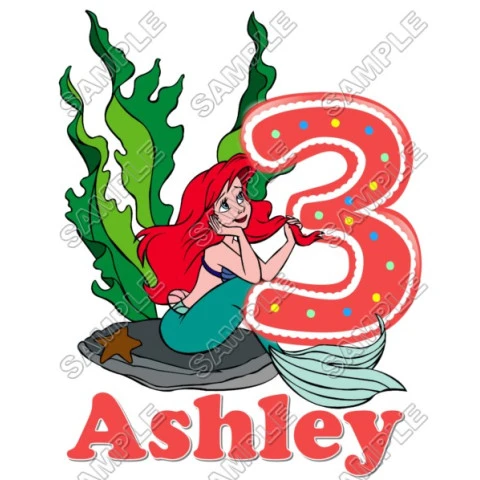 Ariel  The Little Mermaid  Birthday  Personalized  Custom  T Shirt Iron on Transfer Decal ~#26