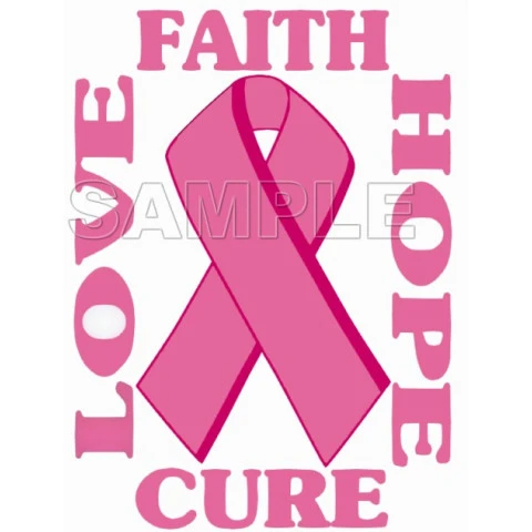 Breast Cancer Awareness ~# Love  Faith  Hope  Cure ~# T Shirt Iron on Transfer Decal ~#21