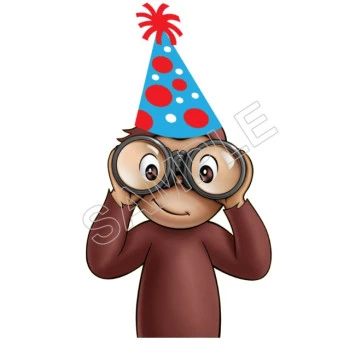 Curious George Birthday T Shirt Iron on Transfer Decal ~#10