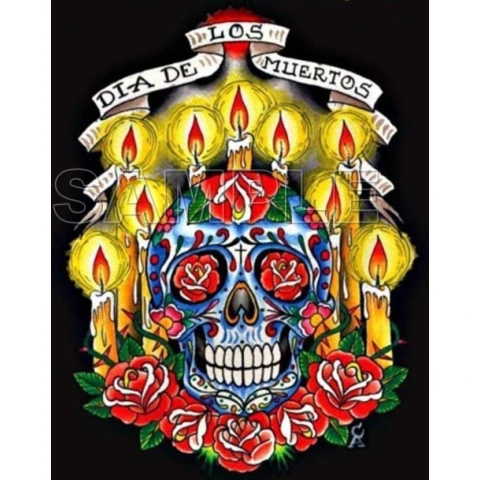 Day of the Dead  D?a de Muertos Skull T Shirt Iron on Transfer Decal ~#4