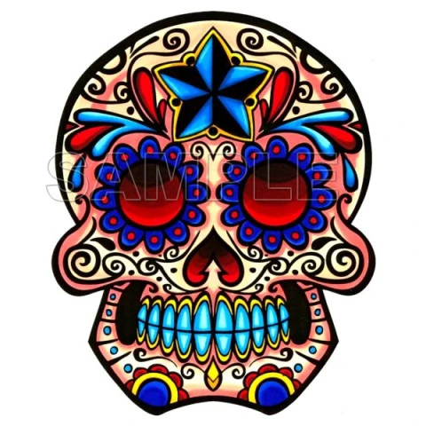 Day of the Dead  D?a de Muertos Skull T Shirt Iron on Transfer Decal ~#7