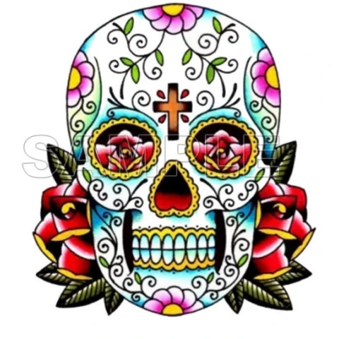 Day of the Dead  D?a de Muertos Skull T Shirt Iron on Transfer Decal ~#8