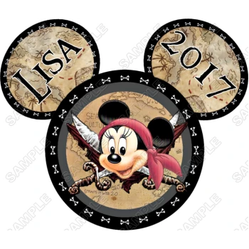 Disney World Vacation Minnie  Mouse Pirate  Custom  Personalized  T Shirt Iron on Transfer Decal ~#95