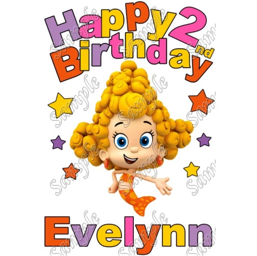 Happy Birthday  Bubble Guppies Deema Personalized Custom T Shirt Iron on Transfer Decal ~#22