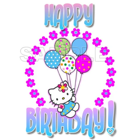 Hello Kitty  Happy Birthday  T Shirt Iron on Transfer Decal ~#33