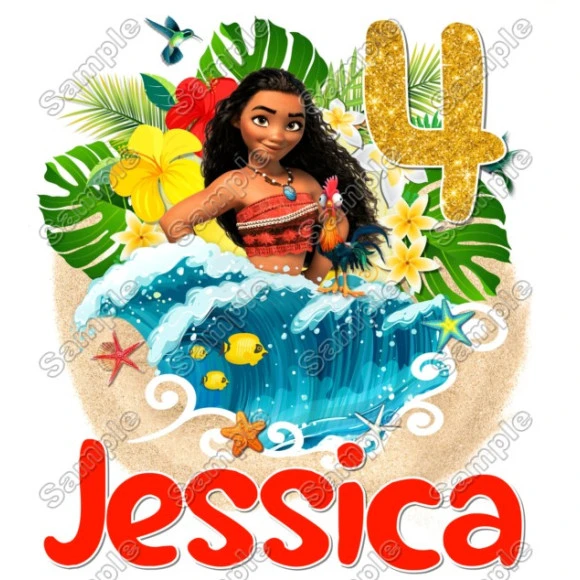 Moana Personalized Birthday T Shirt Iron on Transfer Decal ~#5