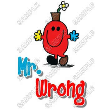 Mr Men and Little Miss Mr. Wrong T Shirt Iron on Transfer Decal ~#8