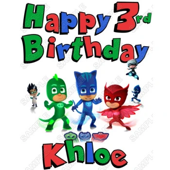 PJ Masks Birthday Personalized  Custom T Shirt Iron on Transfer Decal ~#1