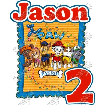 Paw Patrol Birthday  Custom Personalized  T Shirt Iron on Transfer Decal ~#35