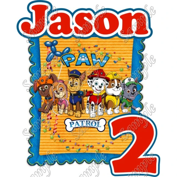 Paw Patrol Birthday  Custom Personalized  T Shirt Iron on Transfer Decal ~#35