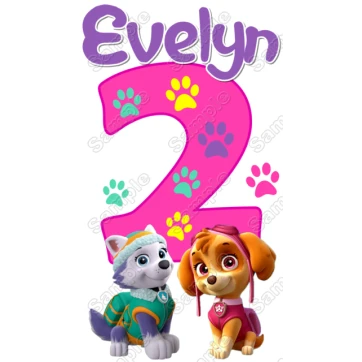Paw Patrol Everest  Birthday Custom Personalized  Shirt Iron on Transfer ~#49