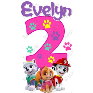 Paw Patrol Everest  Marshall  Birthday Custom Personalized  Shirt Iron on Transfer ~#50