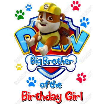 Paw Patrol  Rubble  Birthday Custom Personalized  Iron on Transfer ~#1