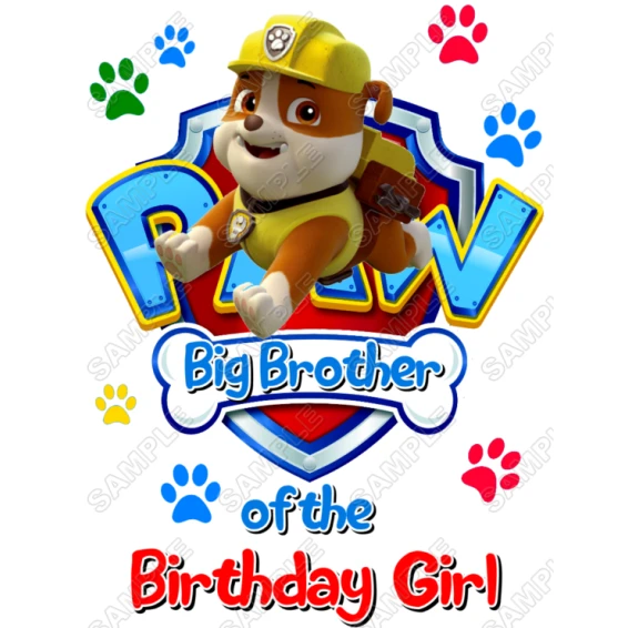 Paw Patrol  Rubble  Birthday Custom Personalized  Iron on Transfer ~#1
