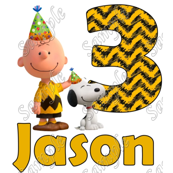 Peanuts, Snoopy, Charlie Brown   Birthday  Personalized  Custom  T Shirt Iron on Transfer Decal ~#1