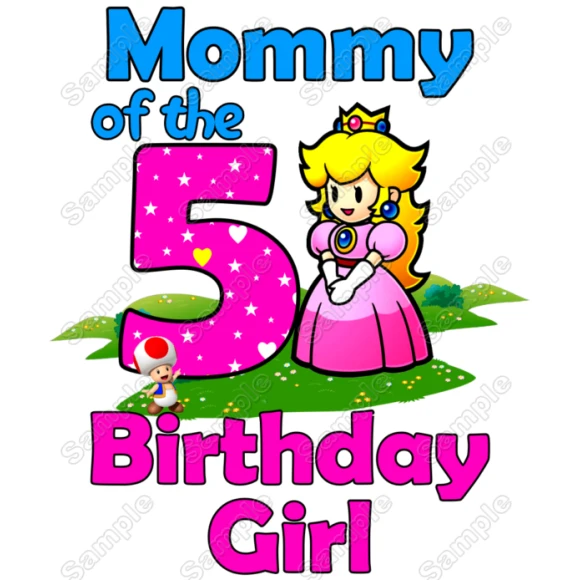 Princess Peach Mario Birthday Personalized T Shirt   Iron on Transfer ~#1