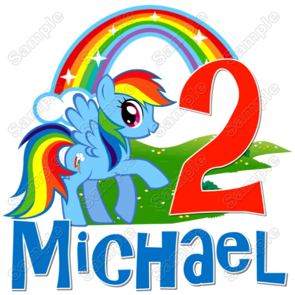 Rainbow Dash Pony  Birthday Custom Personalized  Shirt Iron on Transfer ~#34