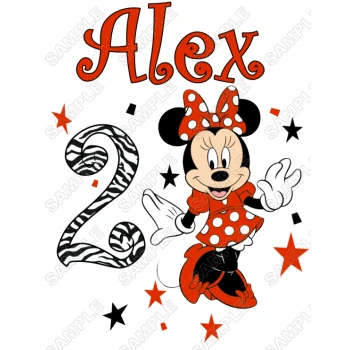 Red Minnie Mouse Zebra Birthday Personalized Custom T Shirt Iron on Transfer Decal ~#108