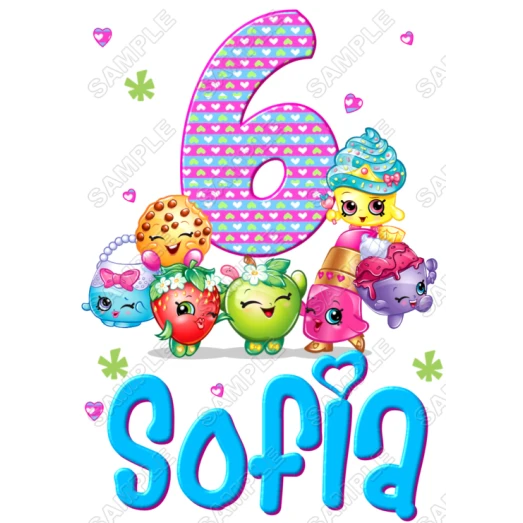 Shopkins Personalized Birthday T Shirt Iron on Transfer Decal ~#3