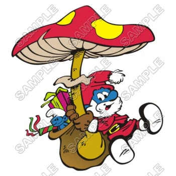 Smurf Santa Christmas  T Shirt Iron on Transfer Decal ~#21