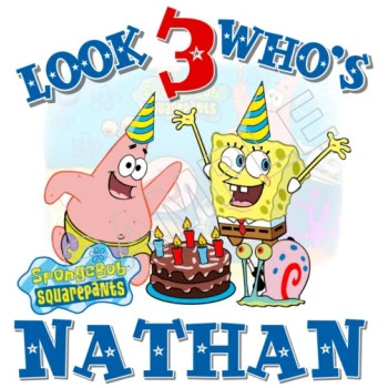 SpongeBob  Birthday Personalized Custom T Shirt Iron on Transfer Decal ~#45