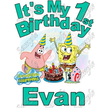 SpongeBob Personalized  Custom  T Shirt Iron on Transfer Decal ~#12
