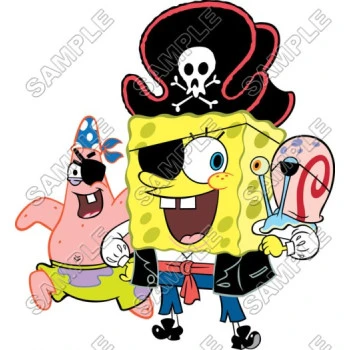 SpongeBob  Pirate T Shirt Iron on Transfer Decal ~#7
