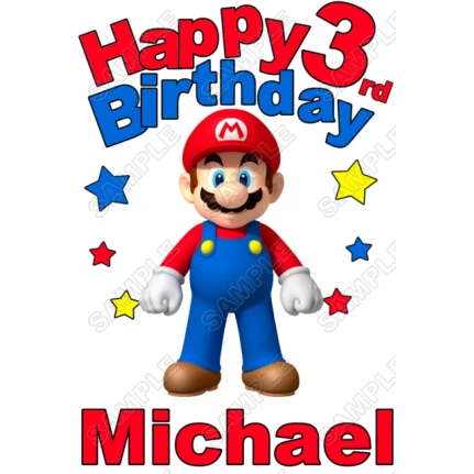 Super Mario Birthday  Personalized  Custom  T Shirt Iron on Transfer Decal ~#1