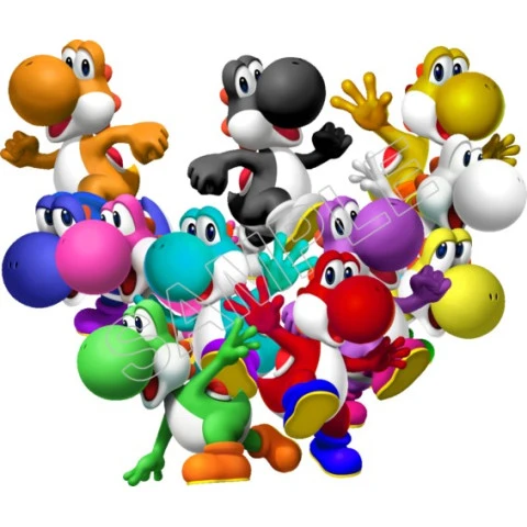 Super Mario Bros. Colorful Yoshi  T Shirt Iron on Transfer Decal ~#26