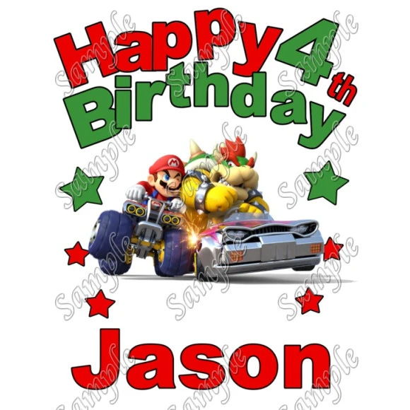 Super Mario Cart 8 Birthday Personalized Custom T Shirt Iron on Transfer Decal ~#21