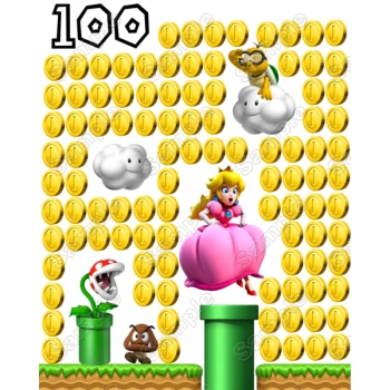 Super Mario  Princess Peach 100 Coins Iron on Transfer #2