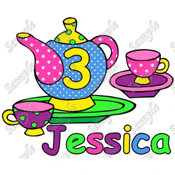 Tea Party Birthday  Personalized  Custom  T Shirt Iron on Transfer Decal ~#1