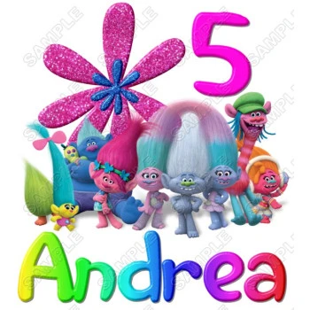 Trolls Movie  Birthday  Personalized  Custom  T Shirt Iron on Transfer Decal ~#1