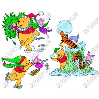Winnie the Pooh Eeyore Tiger Christmas  T Shirt Iron on Transfer Decal ~#11