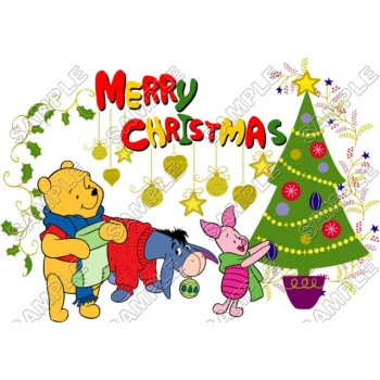 Winnie the Pooh Piglet Christmas Eeyore Tiger T Shirt Iron on Transfer Decal ~#39