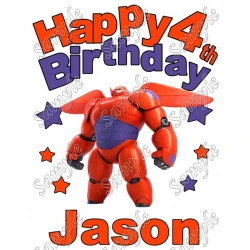 Big Hero (Disney) Baymax   Birthday Personalized Custom T Shirt Iron on Transfer Decal ~#3