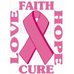 Breast Cancer Awareness ~# Love  Faith  Hope  Cure ~# T Shirt Iron on Transfer Decal ~#21