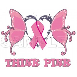 Breast Cancer Awareness ~# Think Pink ~# T Shirt Iron on Transfer Decal ~#20