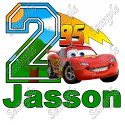 Cars 95 Lightning McQueen  Personalized  Custom  T Shirt Iron on Transfer Decal ~#1
