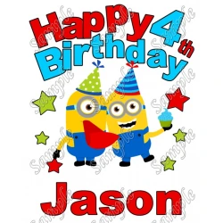 Despicable Me Minions Birthday Personalized Custom T Shirt Iron on Transfer Decal ~#2