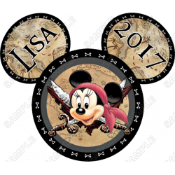 Disney World Vacation Minnie  Mouse Pirate  Custom  Personalized  T Shirt Iron on Transfer Decal ~#95