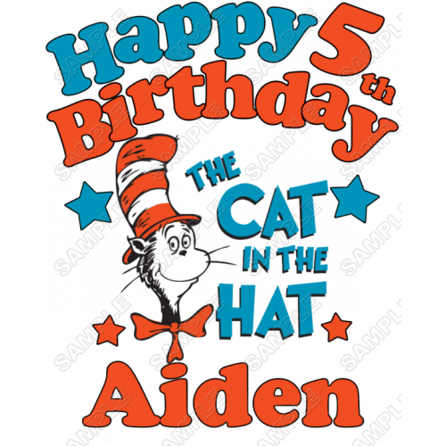  Dr. Seuss Cat Hat  Birthday  Personalized  Custom  T Shirt Iron on Transfer Decal ~#1 by www.topironons.com