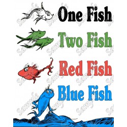 Dr. Seuss  Fish T Shirt Iron on Transfer Decal ~#64