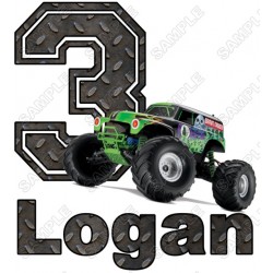 Grave Digger Monster Truck  Birthday  Personalized  Custom  T Shirt Iron on Transfer Decal ~#30
