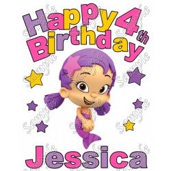 Happy Birthday  Bubble Guppies Oona  Personalized Custom T Shirt Iron on Transfer Decal ~#26