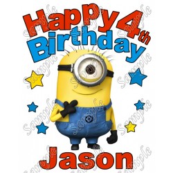 Happy Birthday  Minion Despicable Me Personalized Custom T Shirt Iron on Transfer Decal ~#22