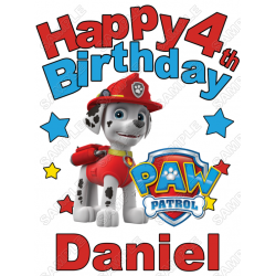 Happy Birthday  PAW Patrol Marshall  Personalized Custom T Shirt Iron on Transfer Decal ~#22