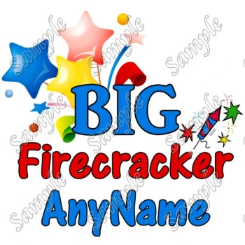 Independence Day 4th July Big Firecracker  Personalized  Iron on Transfer ~ #1