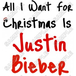 Justin Bieber Christmas T Shirt  Iron on Transfer Decal  ~#15